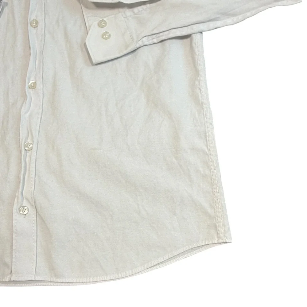 Polo Ralph Lauren Shirt Mens Large White Cotton Bamboo Button Down Classic Pony